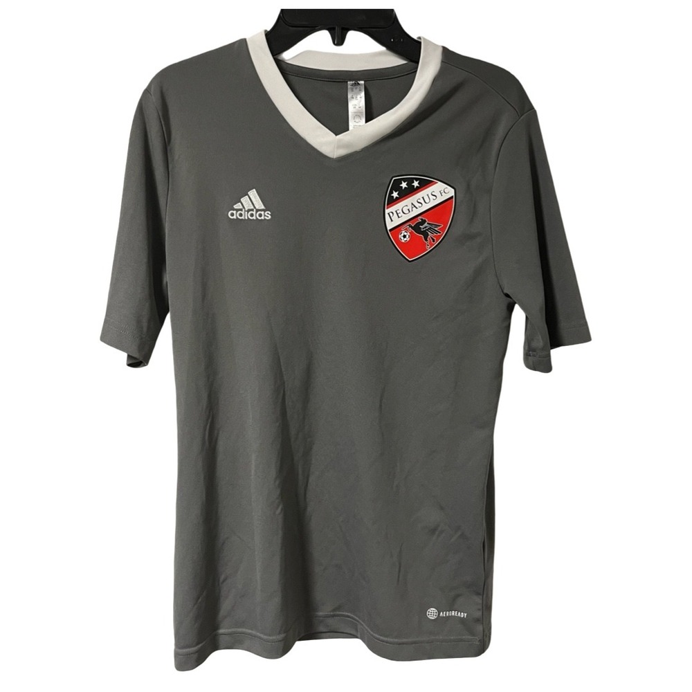 Adidas Pegasus FC Soccer Jersey Gray Aeroready Number 25 Youth Large L 13-14Y